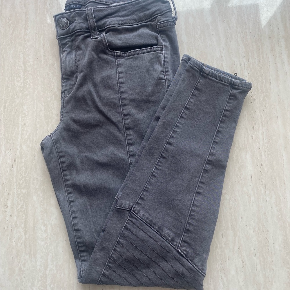 American Eagle gray Moto Jeggings